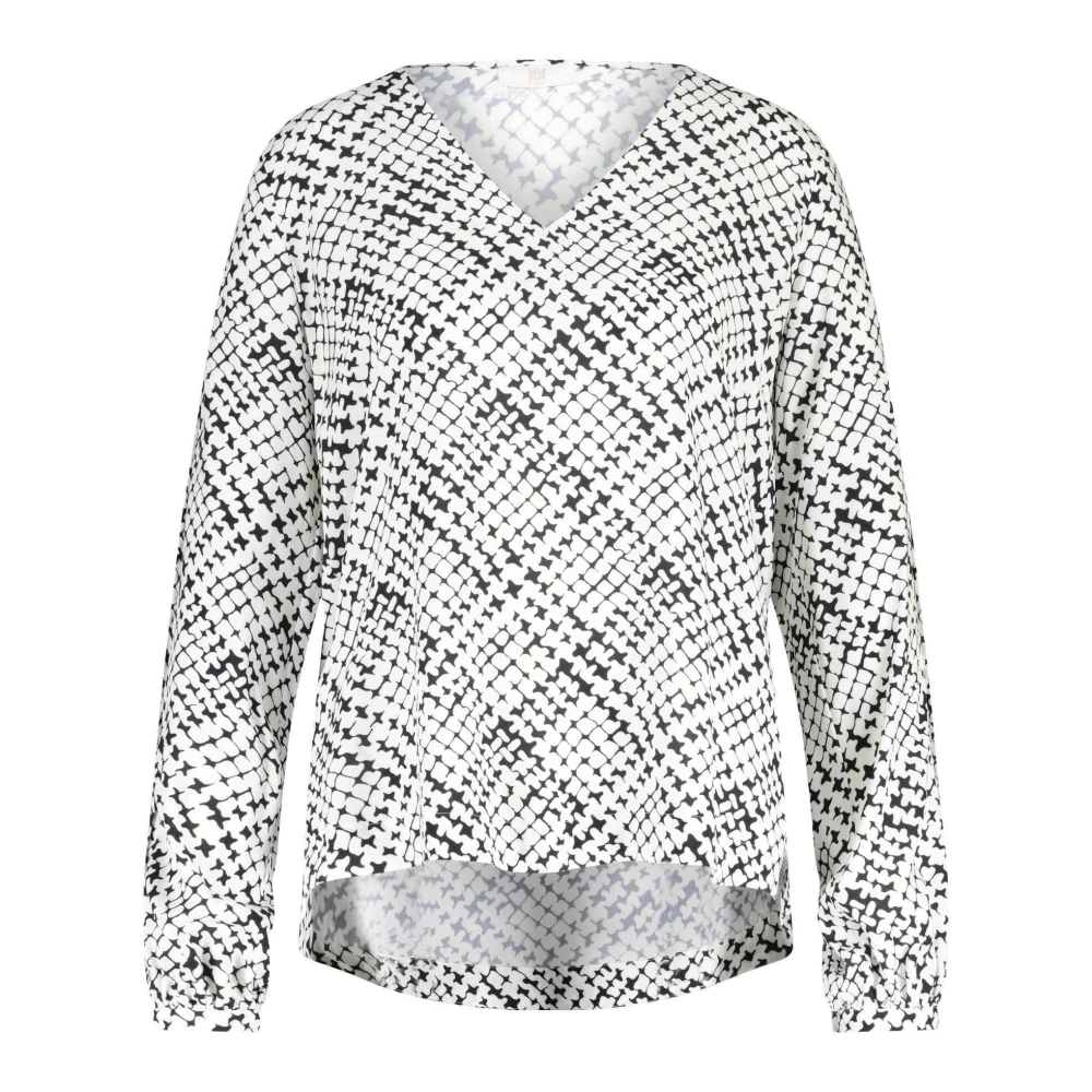 RIANI Abstract Patroon Viscose Blouse White Dames