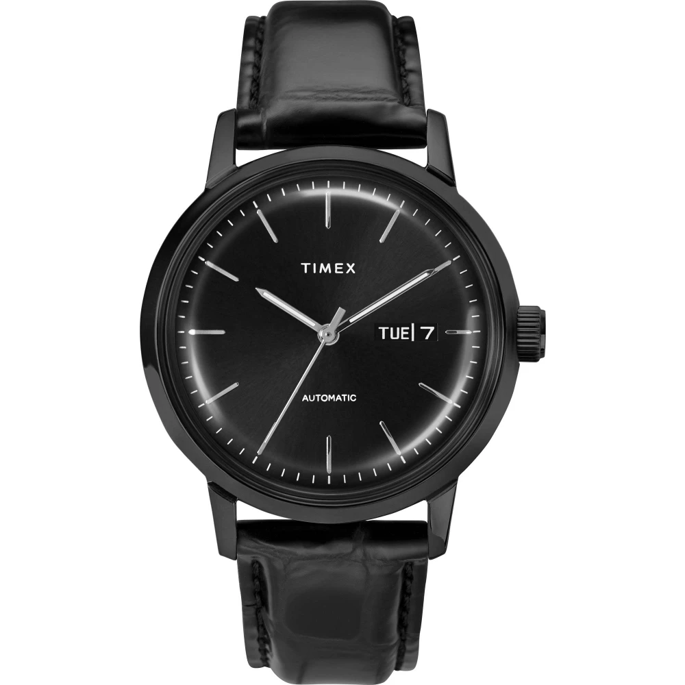 Timex Marlin Automatic Läderklocka Black, Herr