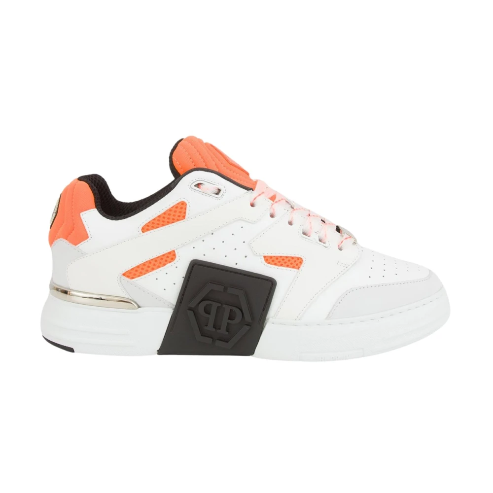 Philipp Plein Men's White Sneakers, 9 Uk, Leather Lo-Top Trainers