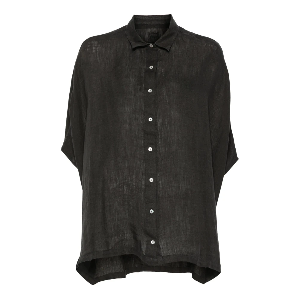 120% Lino Black Shirts, Female, Xs, Contemporary Fit Linen Shirt