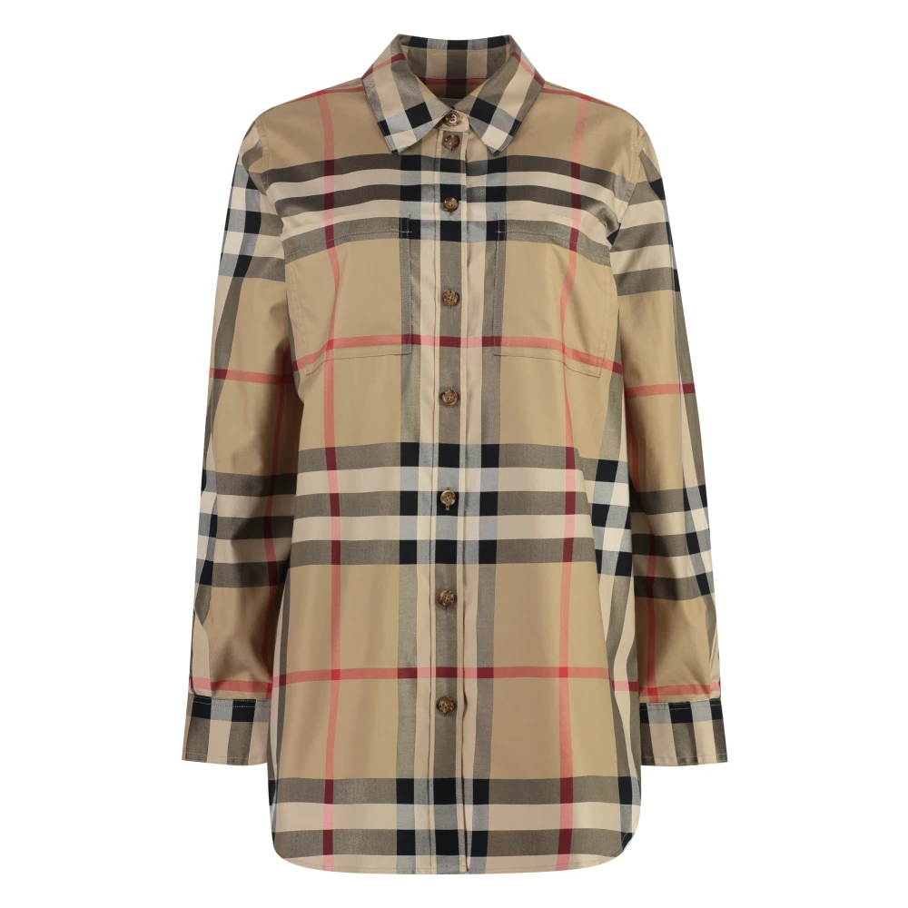 Burberry Katoenen overhemd met voorzakken Beige Dames