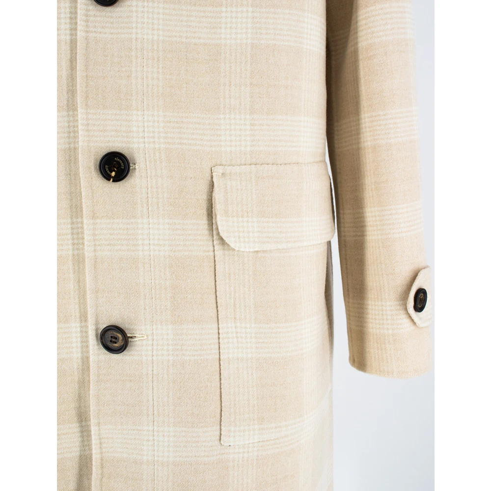 Eleventy Geruite Patroon Hooded Jas Beige Heren