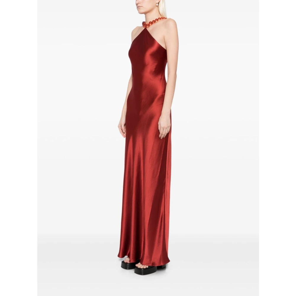 Staud Satijnen Halter Slip Jurk met Kralen Bandjes Red Dames