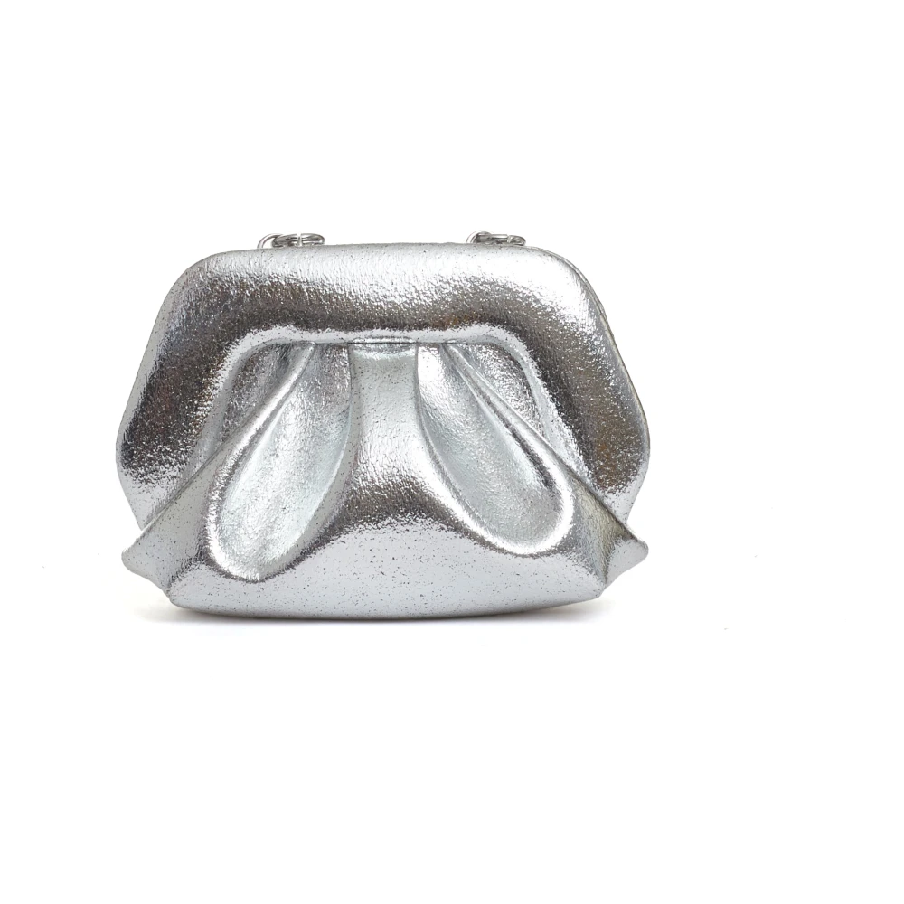 THEMOIRè Zilveren Kettinghandvat Clutch Tas Gray Dames