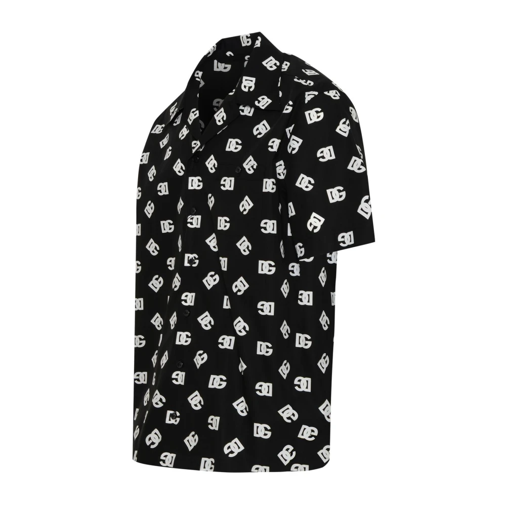 Dolce & Gabbana Zwarte katoenen shirt met DG-logo Black Heren