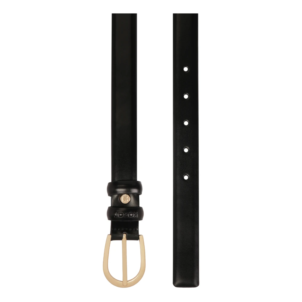 Kazar Smalle zwarte riem met afgeronde gesp Black Dames