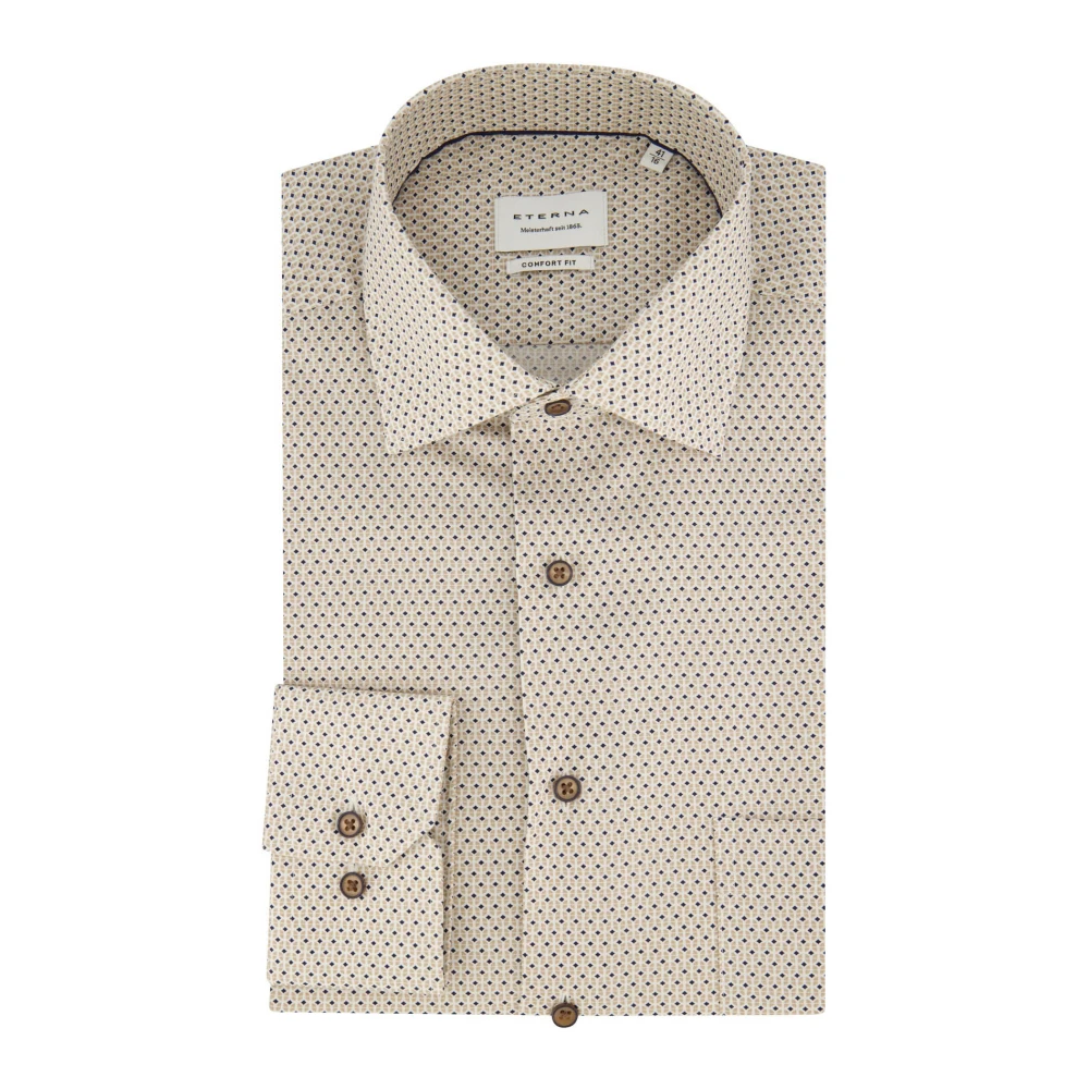 Eterna Beige Business Overhemd met Print Beige Heren