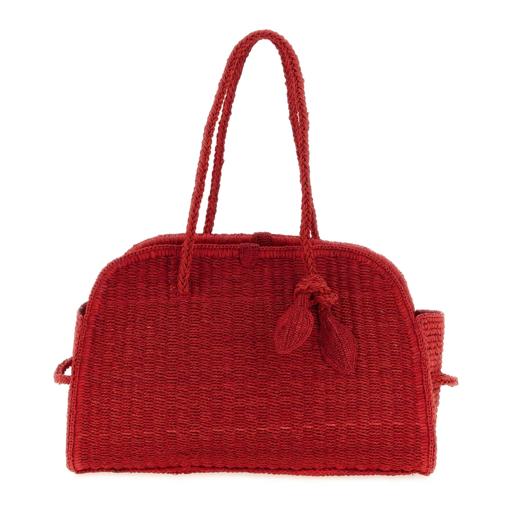 Jacquemus Red Shoulder Bags, Female, One Size, Le Turismo Raphia Shoulder Bag
