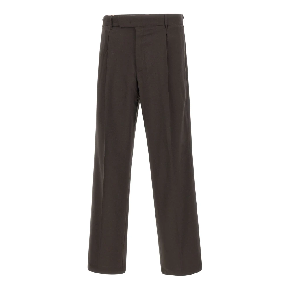 Pt Torino Men's Brown Straight Trousers, M, Quindici Trousers