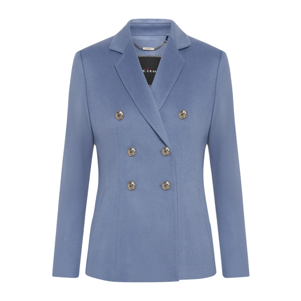 Kiton Kasjmier Double-Breasted Blazer Blue Dames