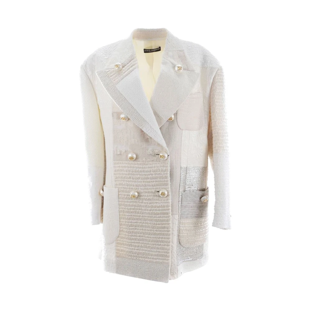 Dolce & Gabbana Designer Patchwork Jas in Witte Tweed White Dames