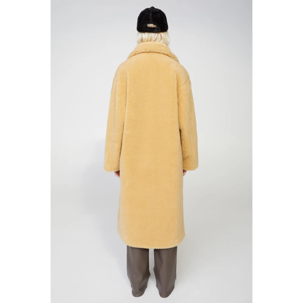 Stand Studio Oversized Faux Fur Teddy Coat Yellow Dames