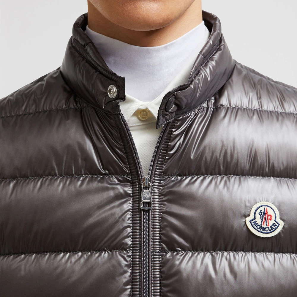 Moncler Gui Vest in Glanzend Grijs Gray Heren