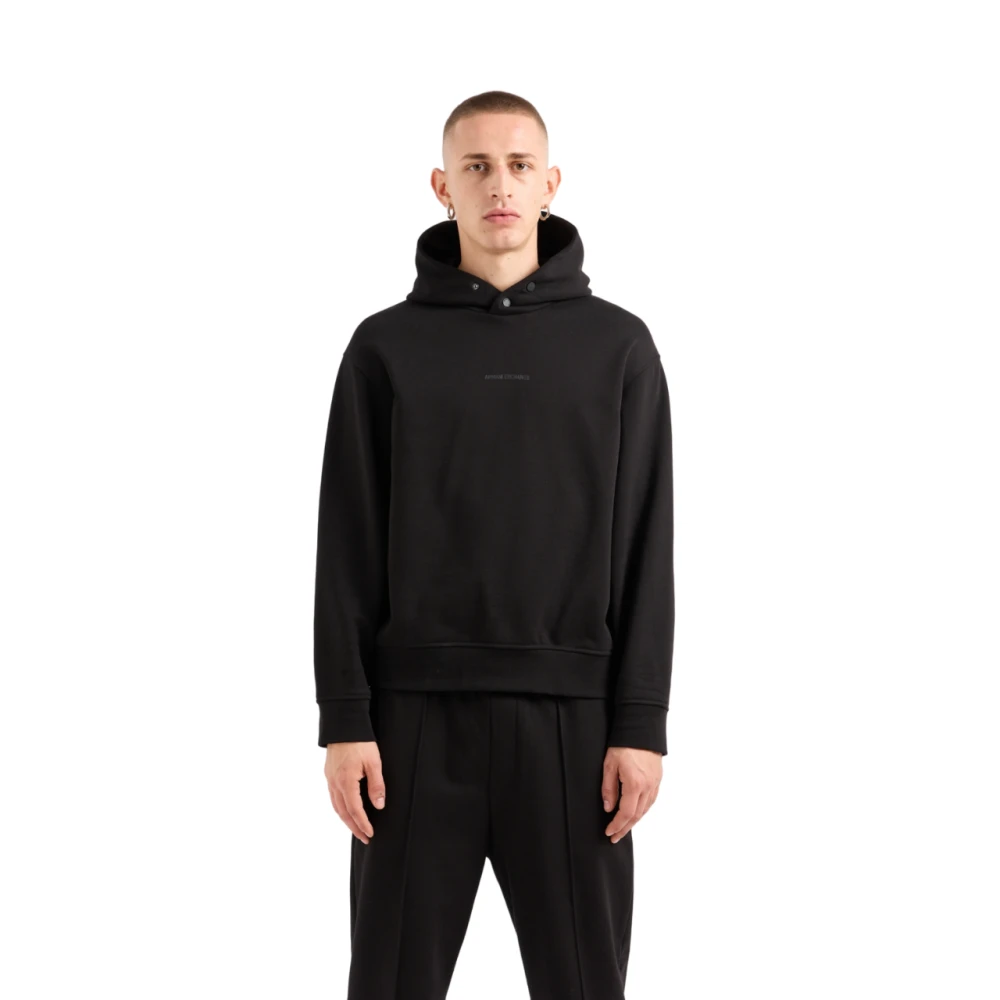 Armani Exchange Zwarte Hoodie Franse Terry Aw24 Black Heren