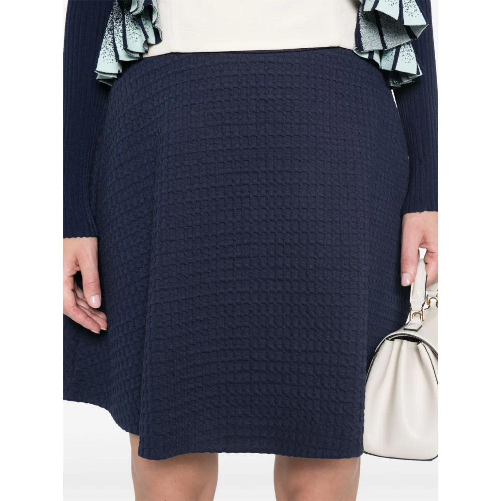 Emporio Armani Blauwe Waffle Knit A-Lijn Rok Blue Dames