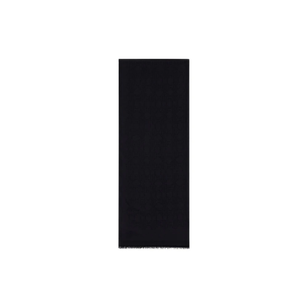 Roberto Cavalli Women's Black Scarves, One Size, Monogram Print Wool Blend Stole