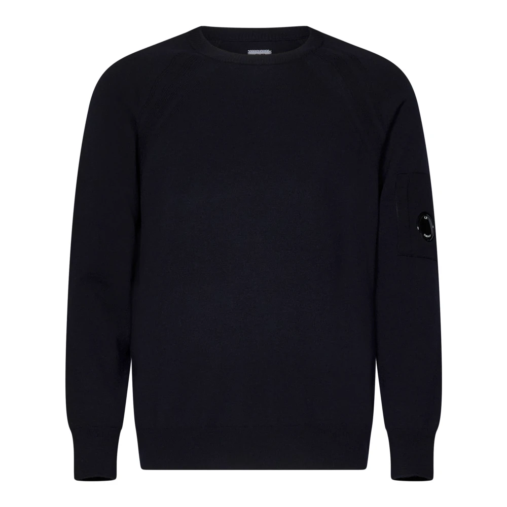 C.P. Company Merino Wol Ronde Hals Gebreide Trui Blue Heren