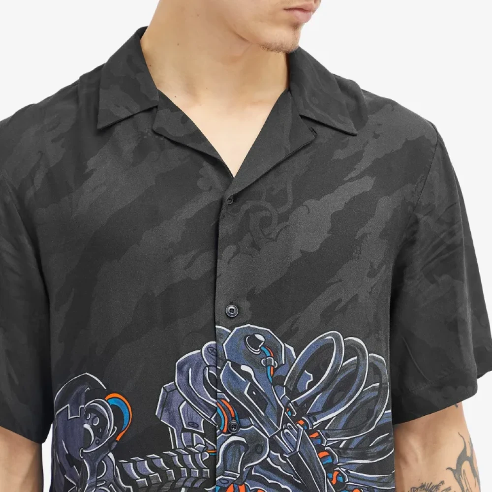 Maharishi Cyber Skeleton Camp Kraag Shirt Black Heren