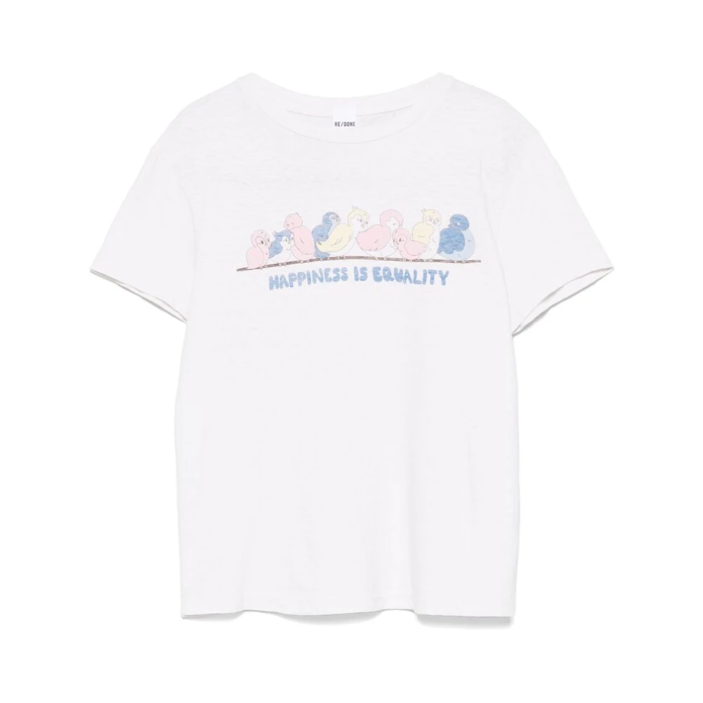 Re Done Cartoon Print Crew Neck T-shirt White Dames