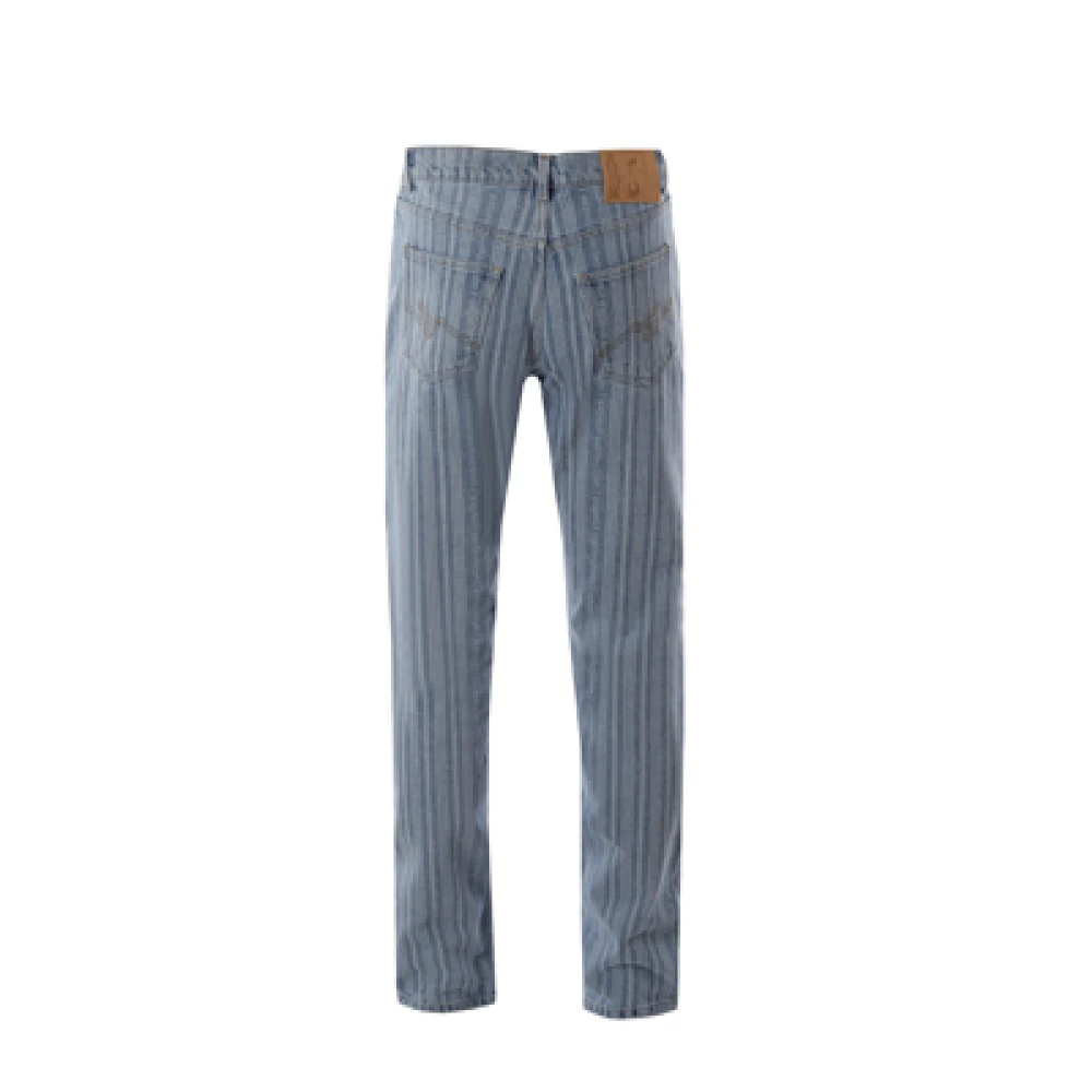 Martine Rose Straight-Leg Jeans met Strepen en Vervaagde Letters Blue Heren