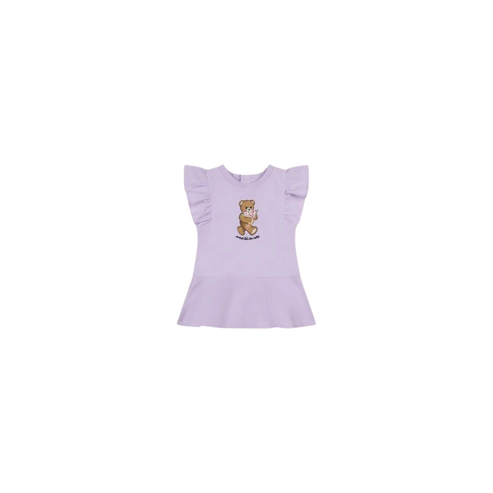 Moschino Purple Dresses, Female, 12 M, Teddy Bear Cotton Piqué Dress
