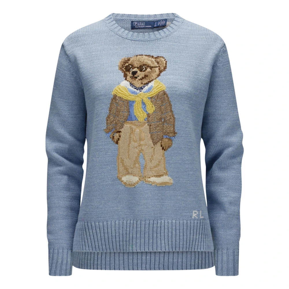 Polo Ralph Lauren Ljusblå Bear Pullover Tröja Blue, Dam