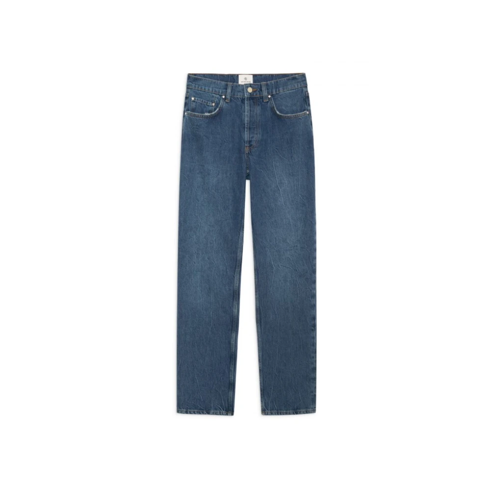 Anine Bing Marineblauwe Straight Cut Jeans Blue Dames