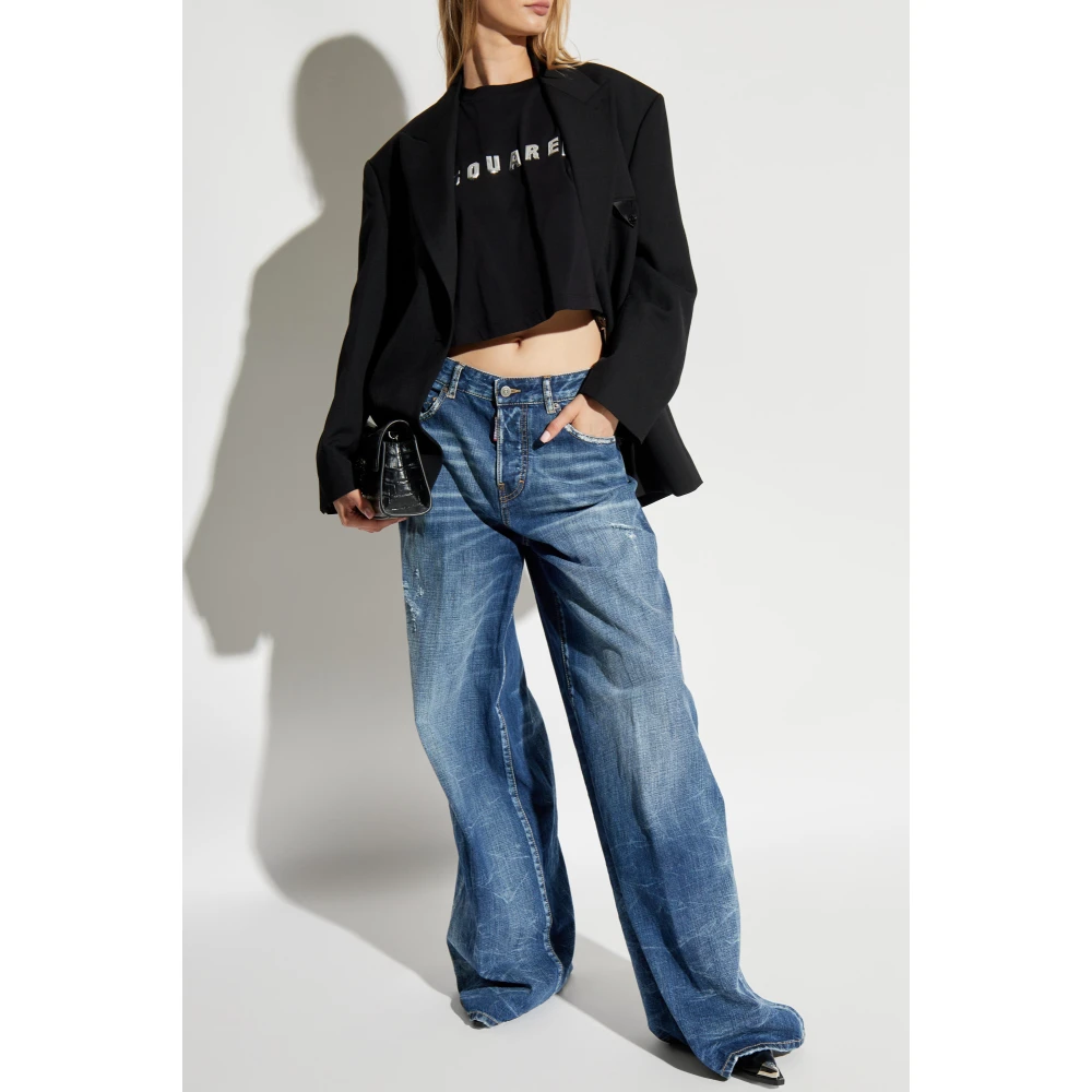 Dsquared2 T-shirt met logo Black Dames