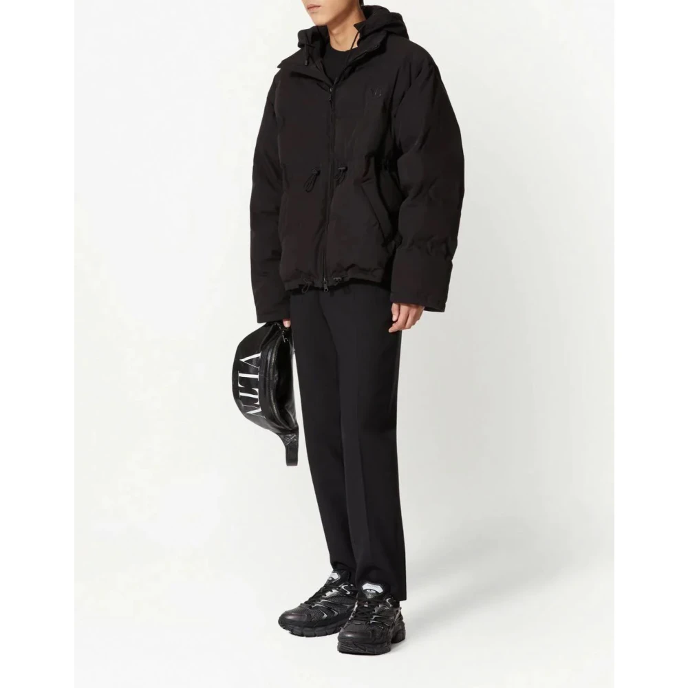 Valentino Garavani Zwarte VLogo Puffer Jas Ritssluiting Black Heren