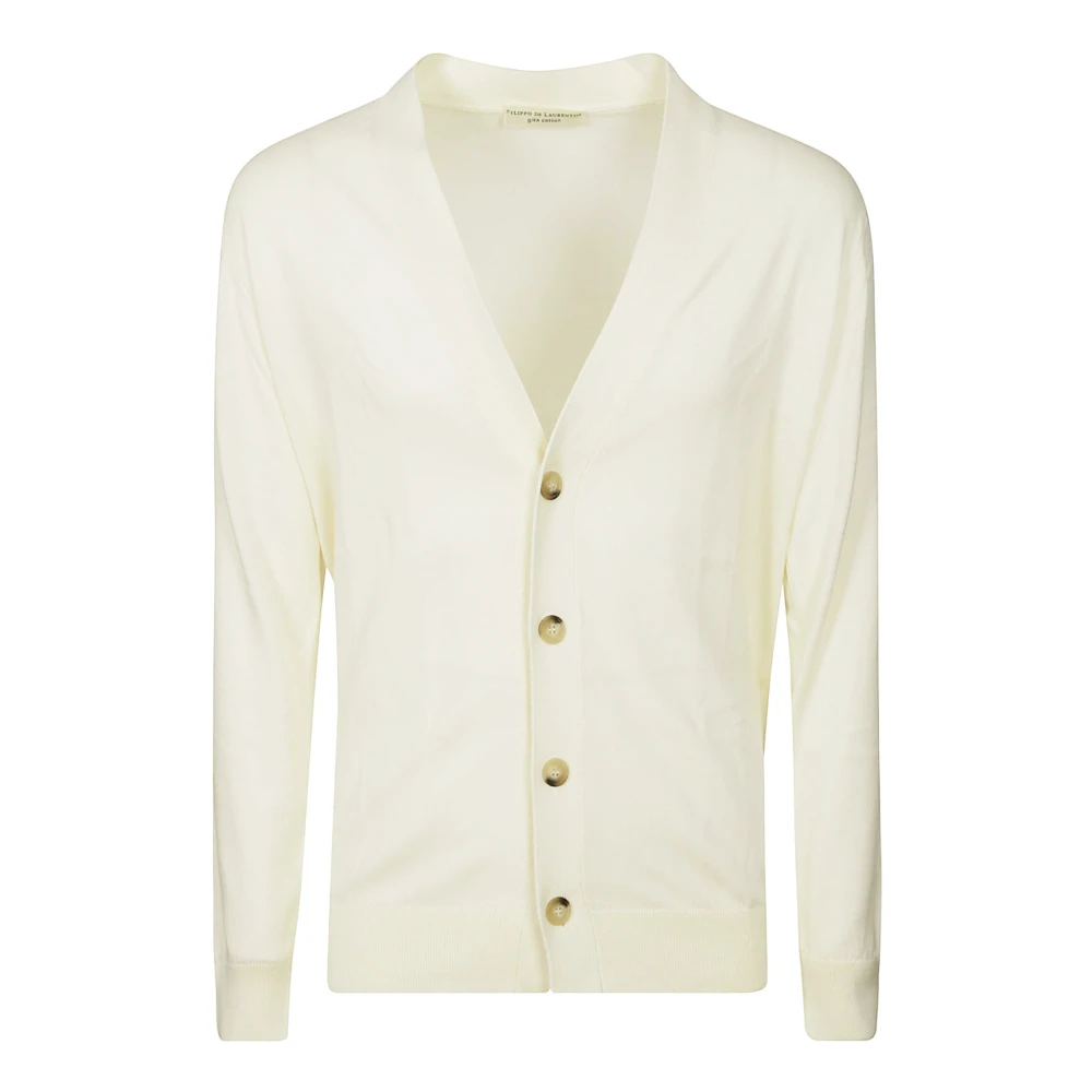 Filippo De Laurentiis Witte Katoenen Knoop Cardigan White Heren