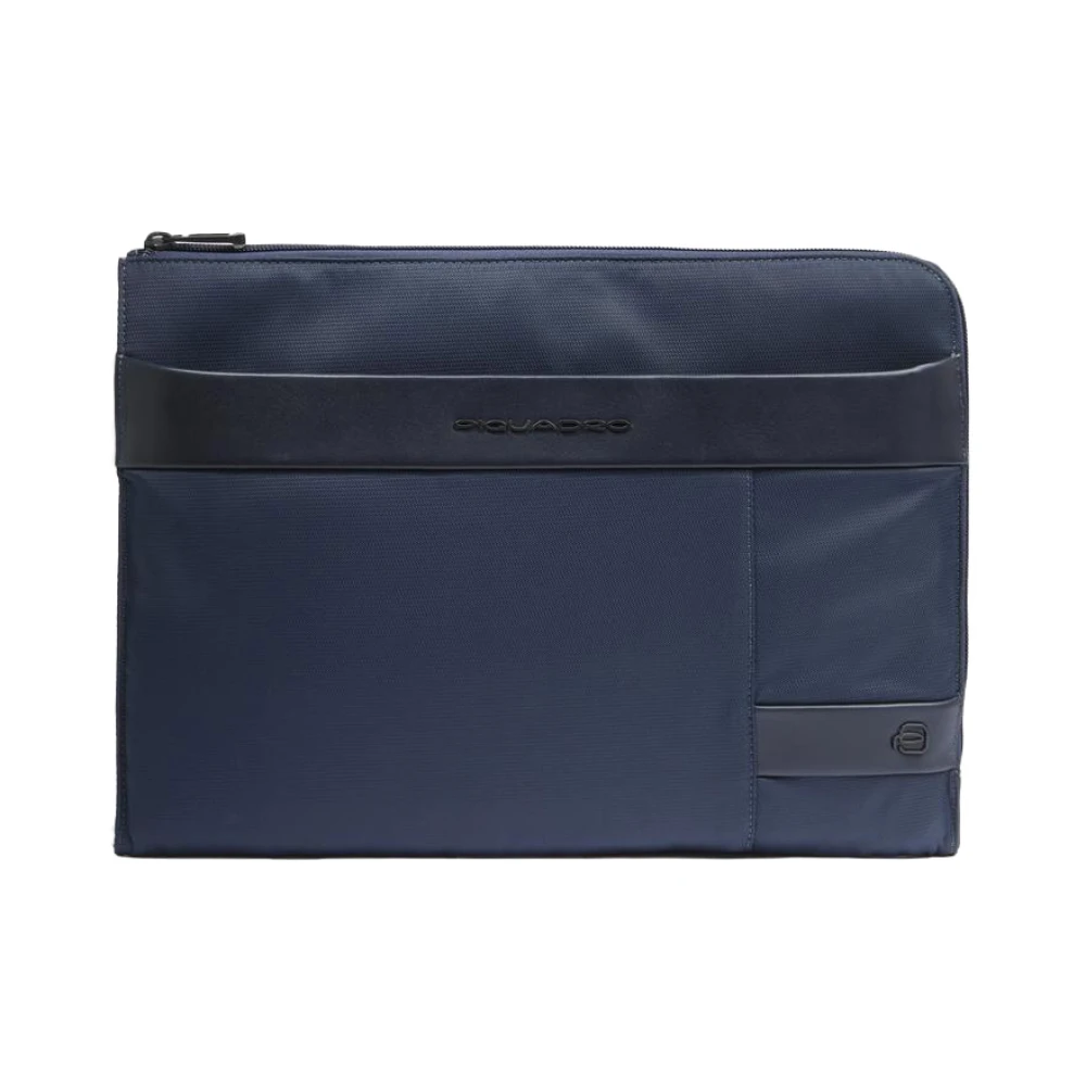 Piquadro Mannelijk Blauw Laptop Sleeve 13,3" Met Inklapbare Handvatten