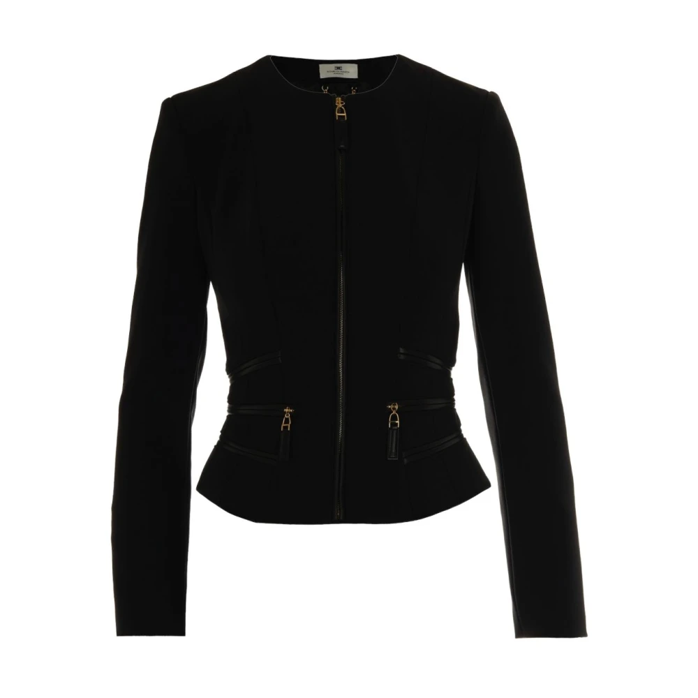 Elisabetta Franchi Women's Black Cardigans, L, Jacket Outerwear Aw25