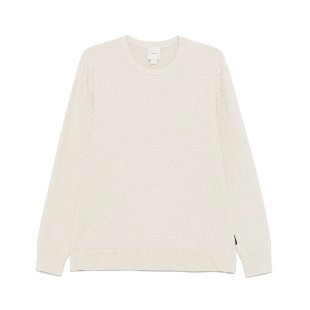 Calvin Klein Beige Ribbed Crew Neck Sweater Beige Heren