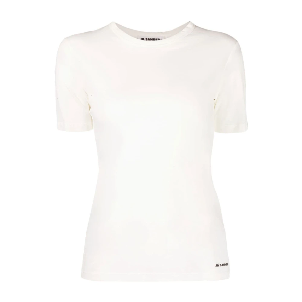 Jil Sander Vit Logo Print T-Shirt