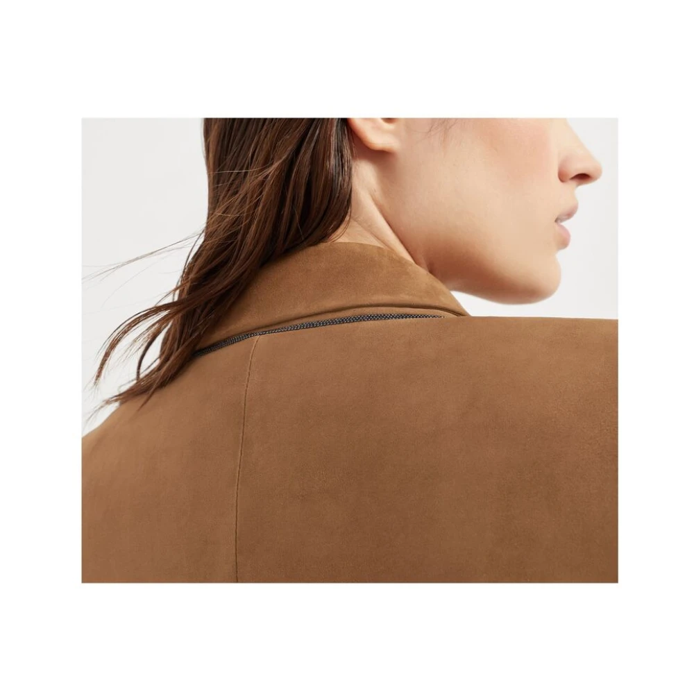 BRUNELLO CUCINELLI Bruine Geknoopte Jas met Zakken Brown Dames