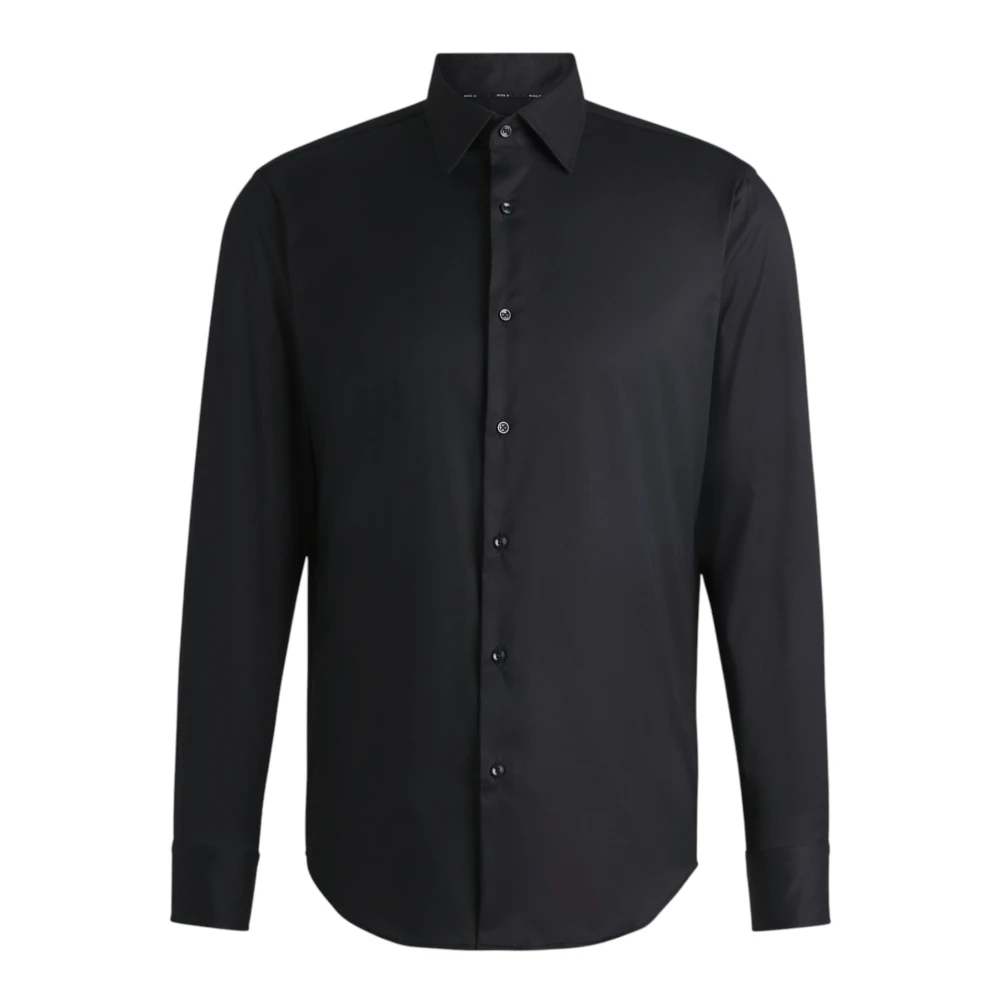 Hugo Black Casual Shirts, Male, 5XL, Regular Fit Twill Shirt With Performance Stretch
