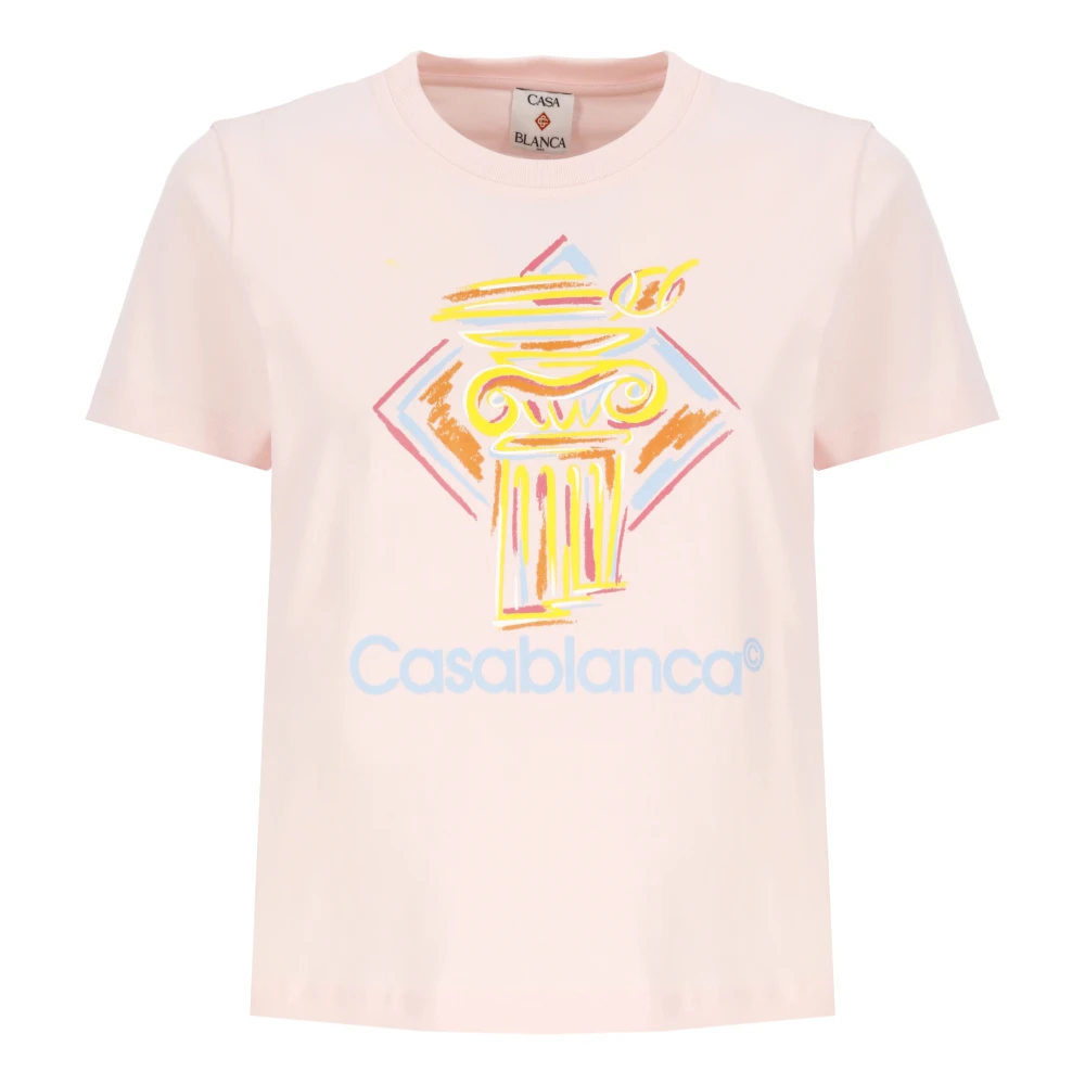 Casablanca Roze Katoenen T-shirt met Diamantprint Pink Dames