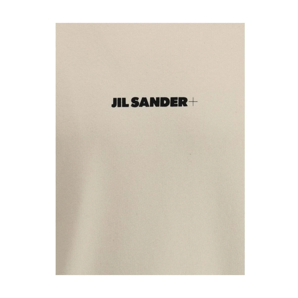 Jil Sander Minimalistisch Logo Sweatshirt met Geribbelde Details Beige Heren