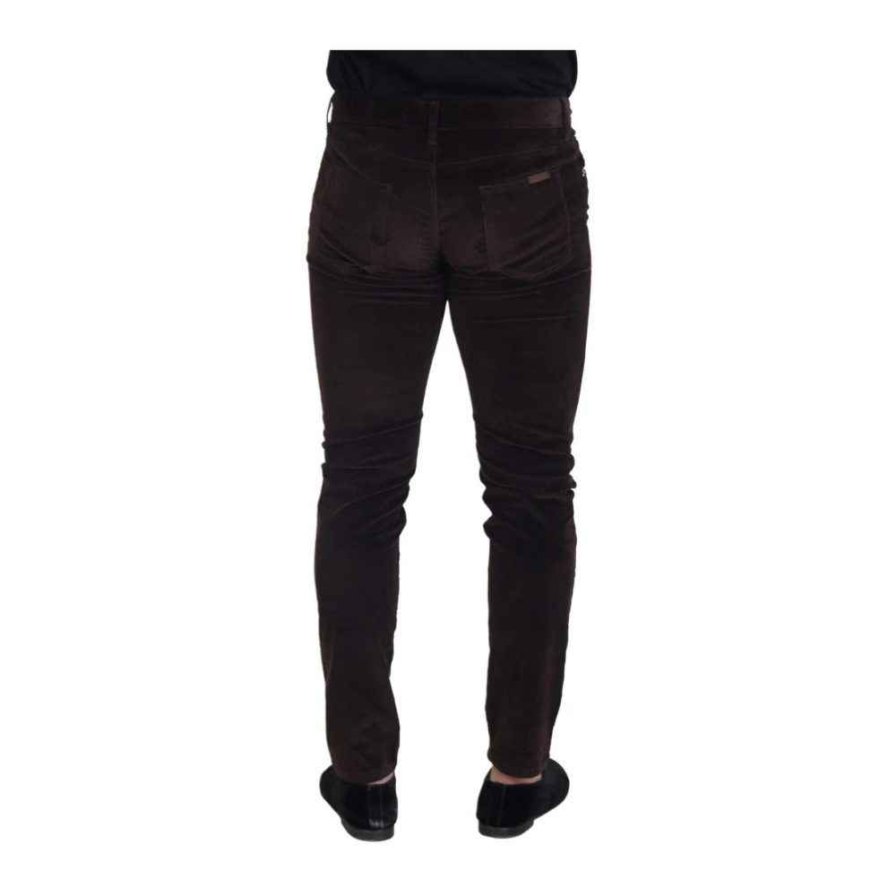 Dolce & Gabbana Elegante Bruine Zijden Broek Brown Heren