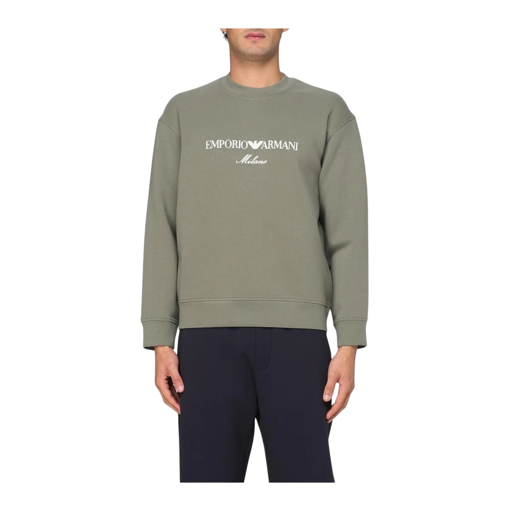 Emporio Armani Grön Grafiskt Tryck Crew Neck Sweatshirt