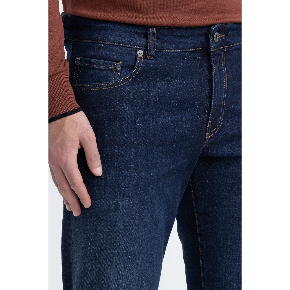 PESERICO Indigo stretch katoenen jeans Blue Heren