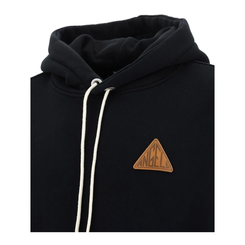Palm Angels Zwarte Sweatshirt met Trekkoord Capuchon en Geribbelde Boorden Black Heren