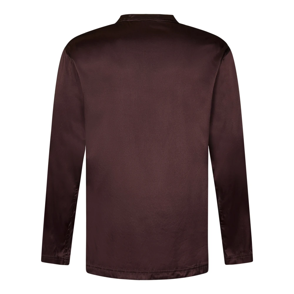 Tom Ford Luxe Bruin Zijden Henley Shirt Brown Heren