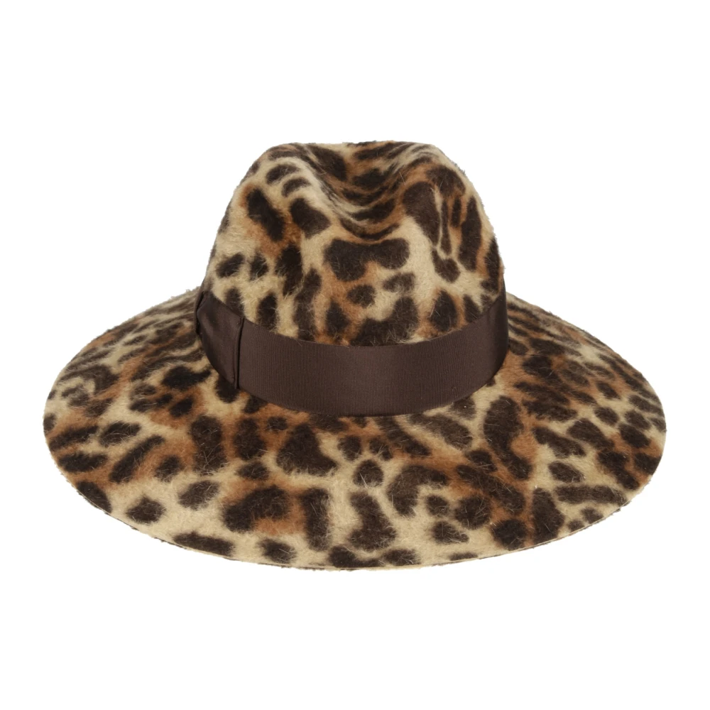 Borsalino Hoed met Luipaardprint Brown Dames