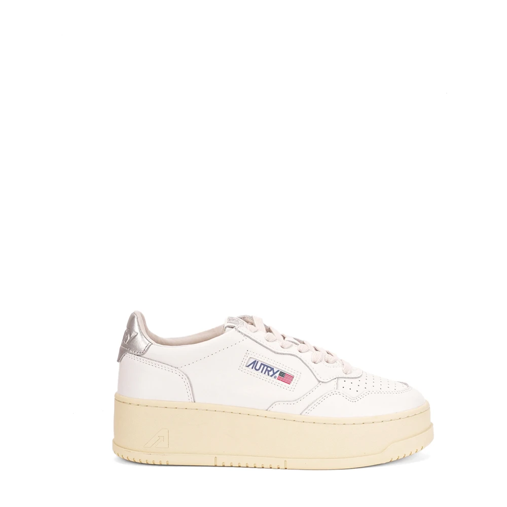Autry White Sneakers, Female, 6 Uk, Platform Low Leather Flat Shoes