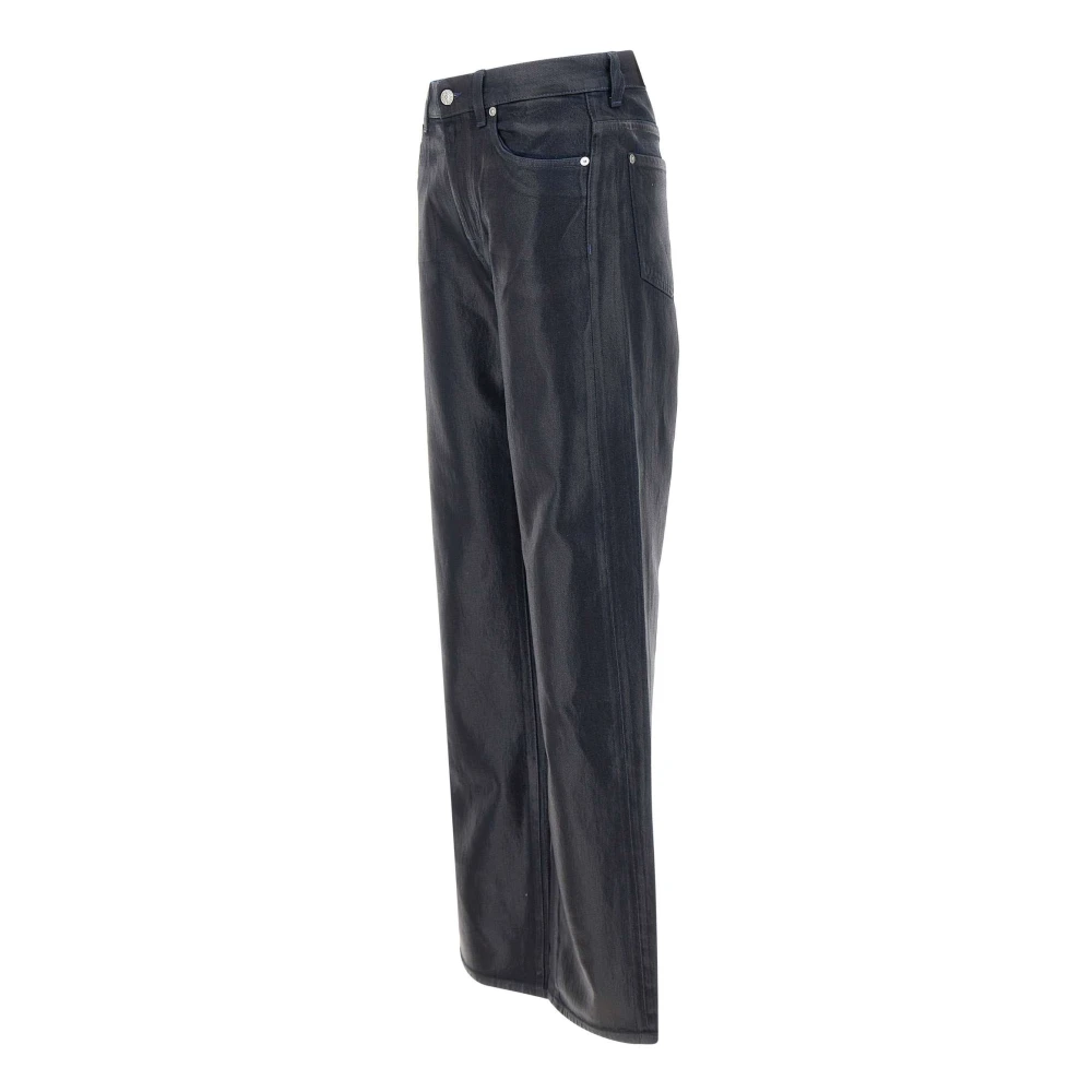 7 For All Mankind Midnight Blue Coated Denim Straight Leg Jeans Blue Dames
