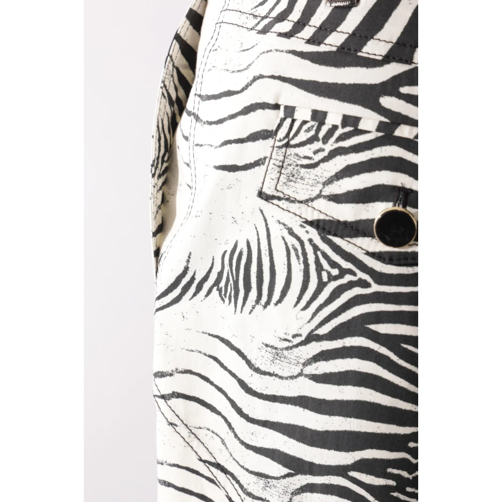 Roberto Cavalli Cargo Broek met Witte Tigresse Print Multicolor Dames