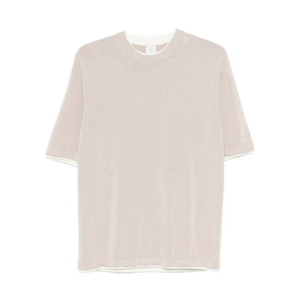 Eleventy Men's Beige Crew-Neck Cotton T-Shirt - T-Shirts - M - Tops