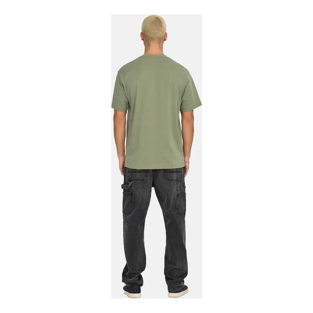 Only & Sons Casual Katoenen T-shirt voor Mannen Green Heren