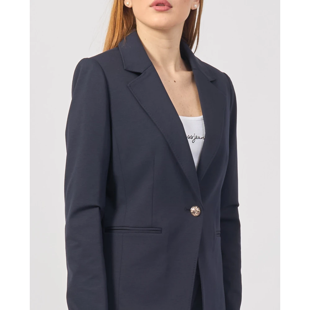 YES ZEE Blauwe jas met Milano-stiksels Blue Dames